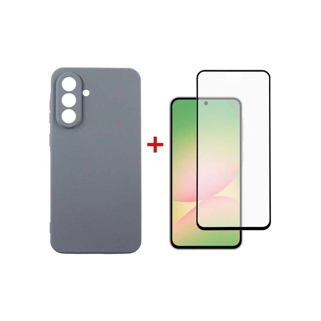 Чохол до мобільного телефона Dengos Kit Samsung Galaxy A56 Carbon + glass (Grey) (DG-KM-138) - зображення 1