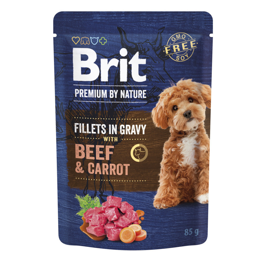 Вологий корм для собак Brit Premium Fillets in Gravy Multipack для малих порід філе в соусі Мультипак 12 шт х 85 г (8595602572472) - зображення 4