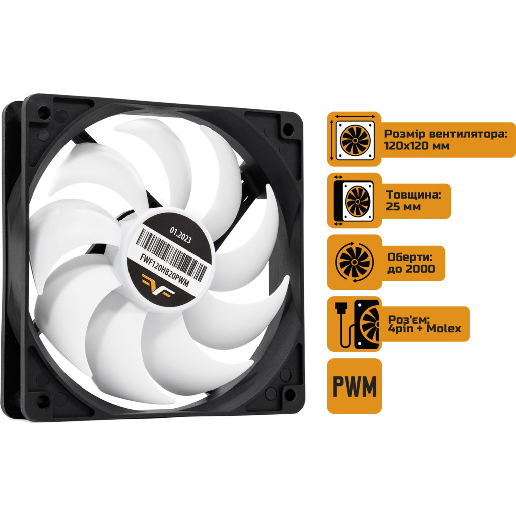 Кулер до корпусу Frime FWF120HB20PWM - зображення 2