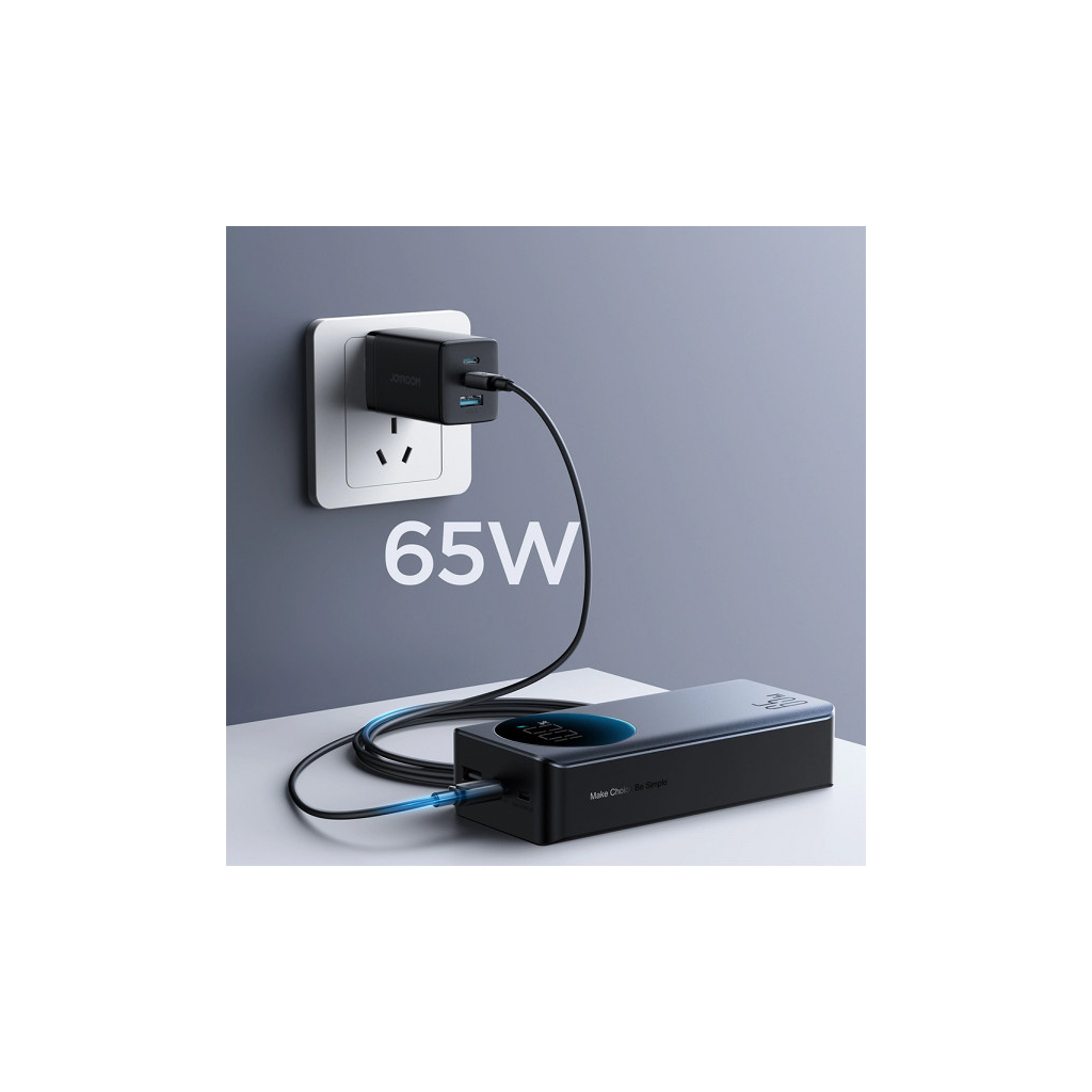 Батарея універсальна JOYROOM 30000mAh 65W PD, QC/3.0, USB-A, 2xUSB-C In/Out, Black (JR-PBF05) - изображение 9
