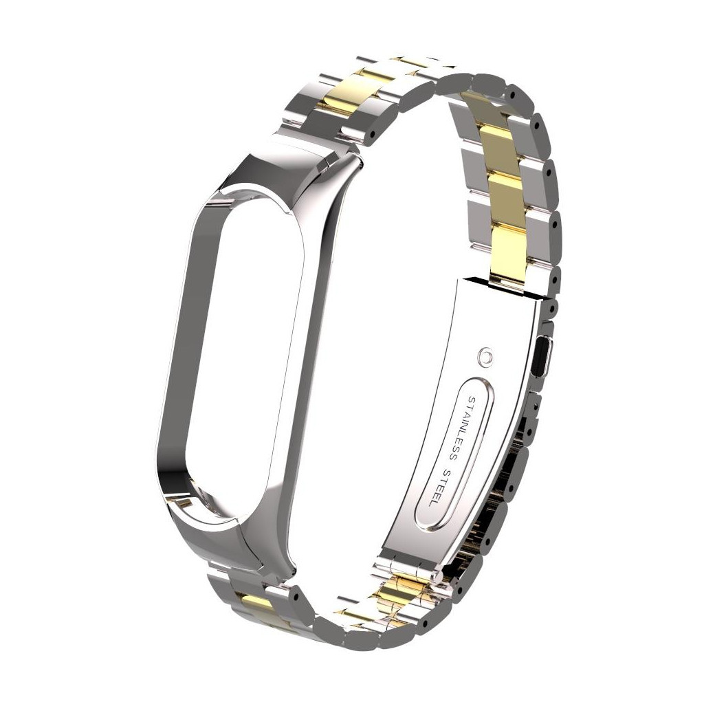 Ремінець до фітнес браслета XoKo Metal Premium Band для Xiaomi Mi band 5 Silver-Gold (XK-MTL-SLRGD) - зображення 1