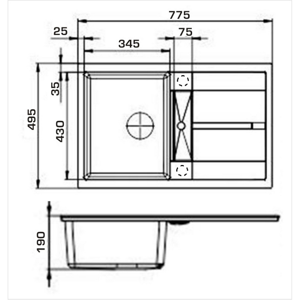 Мийка кухонна GRANADO комплект VALENCIA black shine_чаша праворуч (ksg0701R) - зображення 10