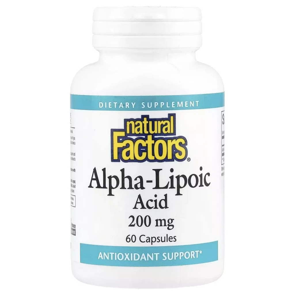Вітамінно-мінеральний комплекс Natural Factors Альфа-ліпоєва кислота, 200 мг, Alpha-Lipoic Acid, 60 капсул (NFS-02098) - зображення 1