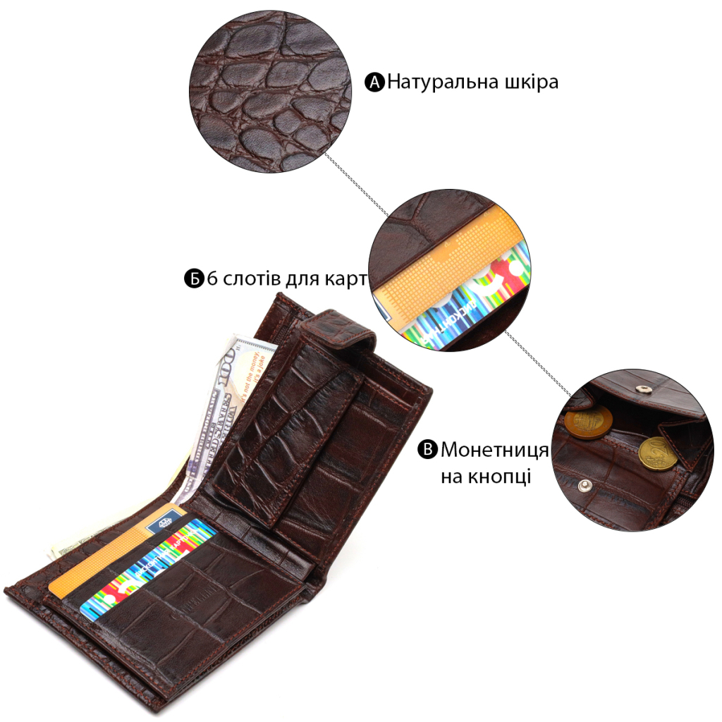Гаманець Canpellini З натуральної шкіри Коричневий (21773) - зображення 4