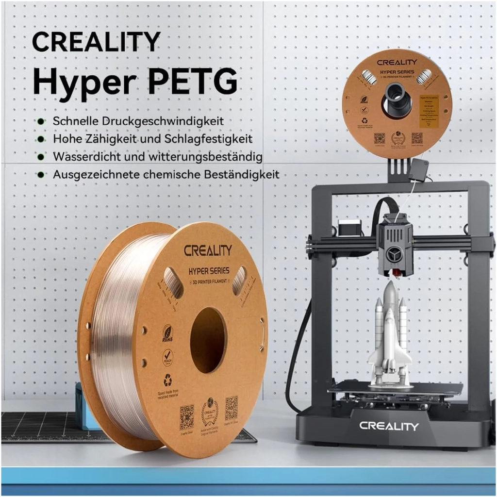 Пластик для 3D-принтера Creality Hyper PETG 1.75мм, black 2кг +white 2кг (3301030078) - зображення 2
