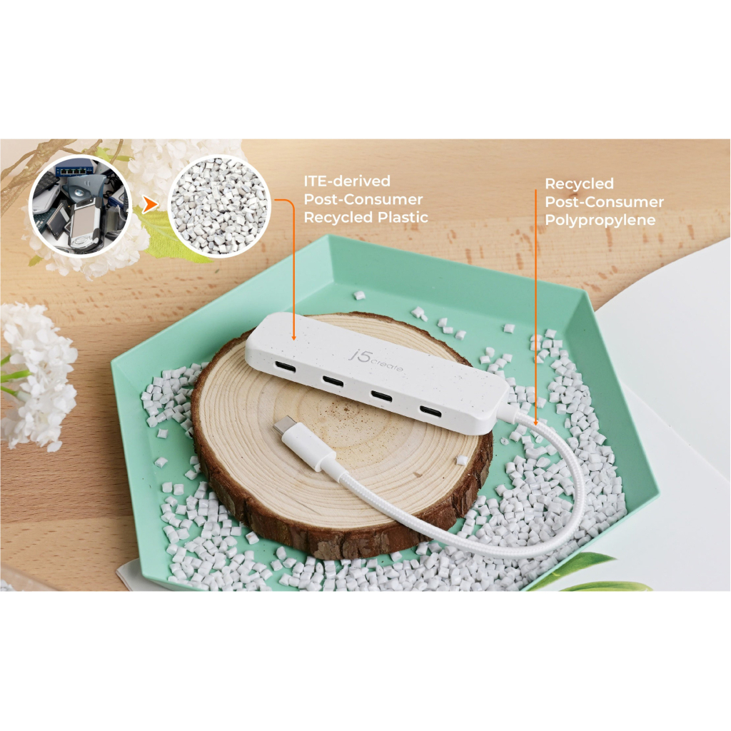 Концентратор J5create USB-C to 4xUSB-C 3.2 10Gbps white (JCH345EW-N) - зображення 9