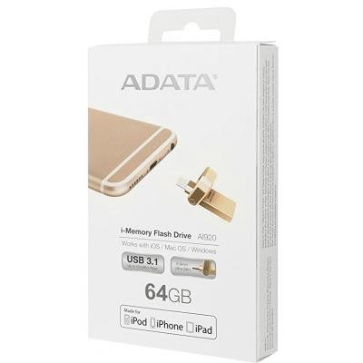 USB флеш накопичувач ADATA 64GB I920 Gold USB 3.1 Gen1/Lightning (AAI920-64G-CGD) - зображення 7