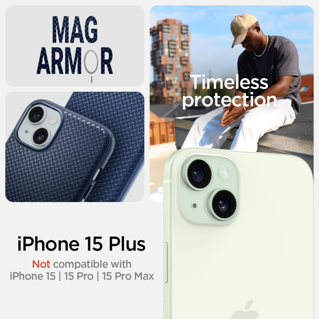 Чохол до мобільного телефона Spigen Apple iPhone 15 Plus Mag Armor MagFit Navy Blue (ACS06672) - зображення 5