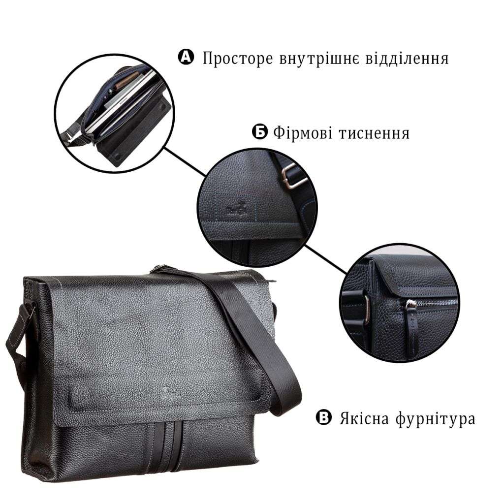 Сумка Shvigel Шкіряна Чорна (11106) - зображення 4