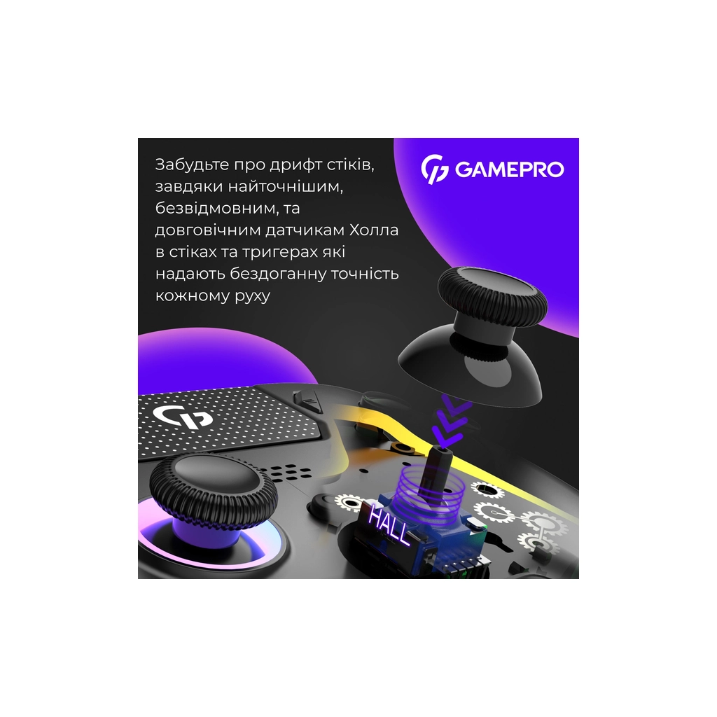 Геймпад GamePro GPS13B BT 5.3/USB/PC/iOS/Android/PS3/PS4 RGB Black (GPS13B) - зображення 4