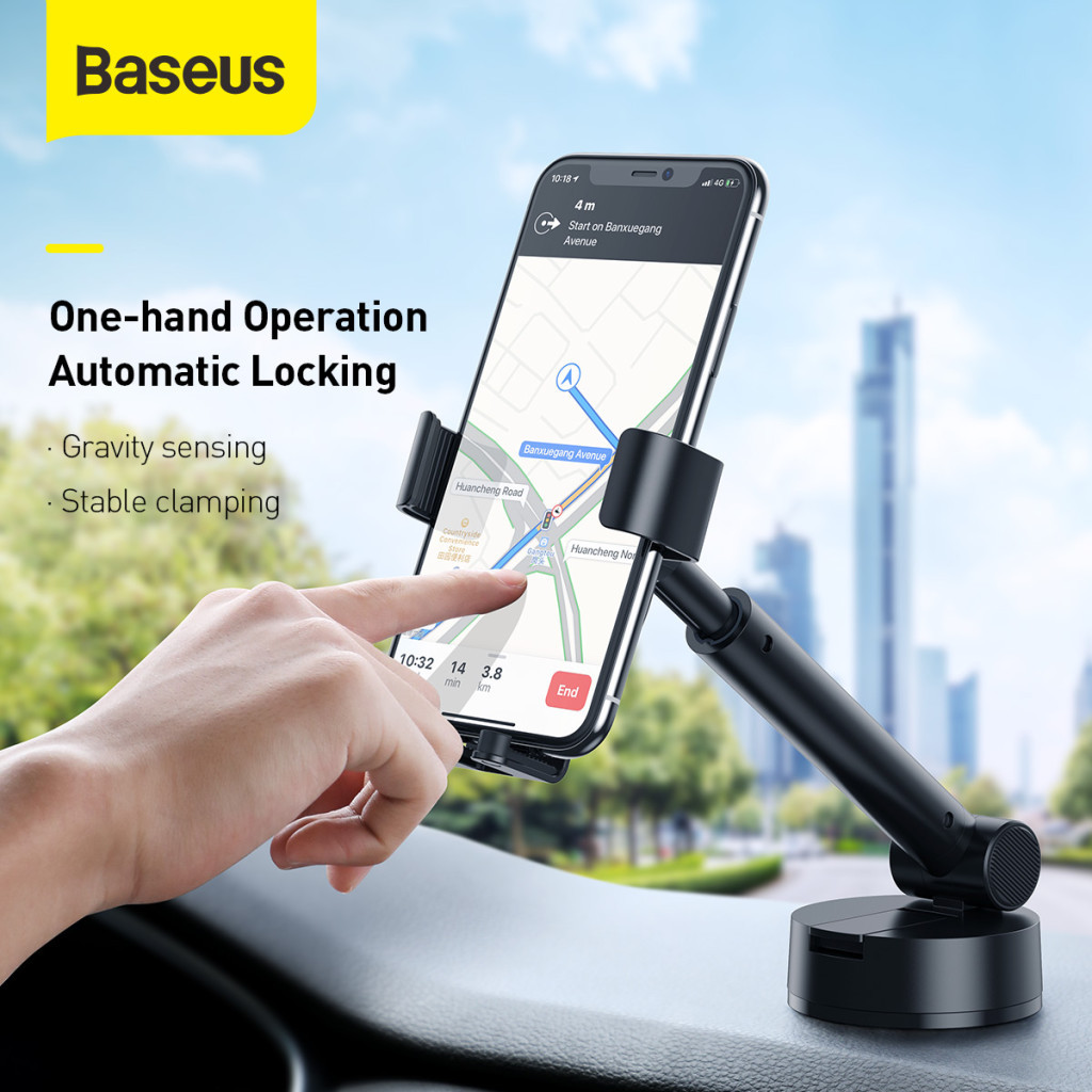 Універсальний автотримач Baseus 4.7-6.5" Gravity Simplism (на присоску) black (SUYL-JY01) - изображение 7