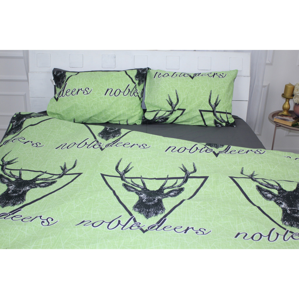 Постільна білизна MirSon Бязь 17-0515 Noble deers lime Полуторна (2200003642148) - зображення 2