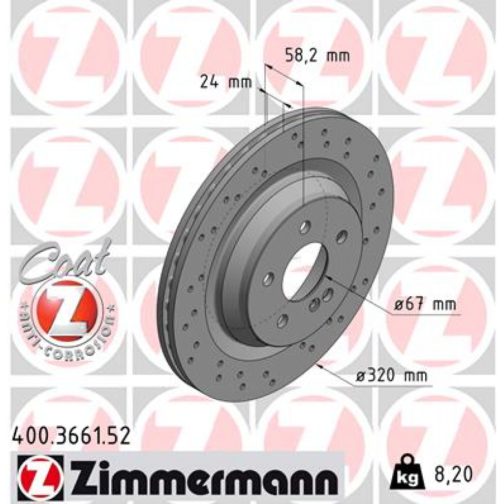 Гальмівний диск ZIMMERMANN 400.3661.52 - зображення 1