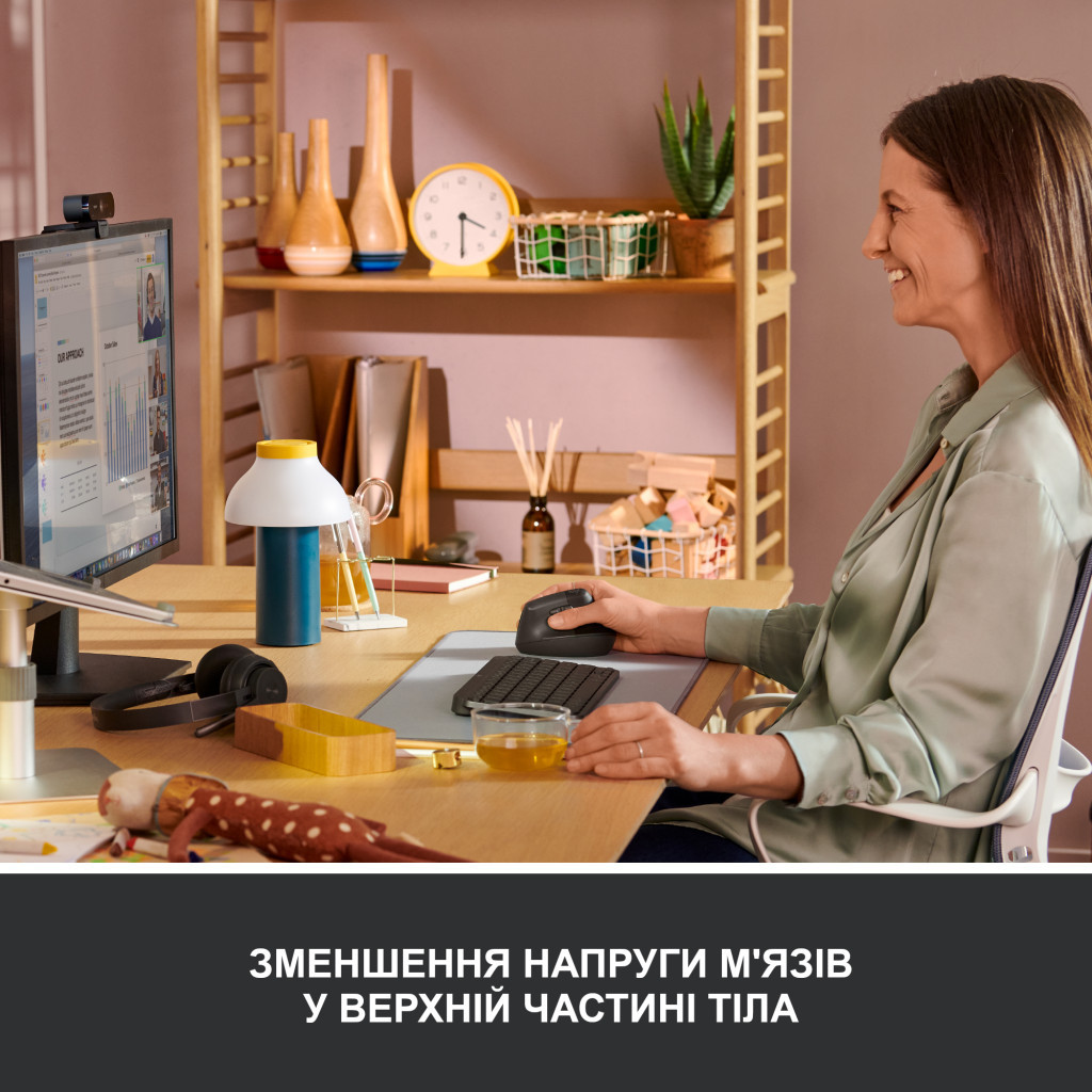 Мишка Logitech Lift Vertical Ergonomic Wireless/Bluetooth Graphite (910-006473) - зображення 4