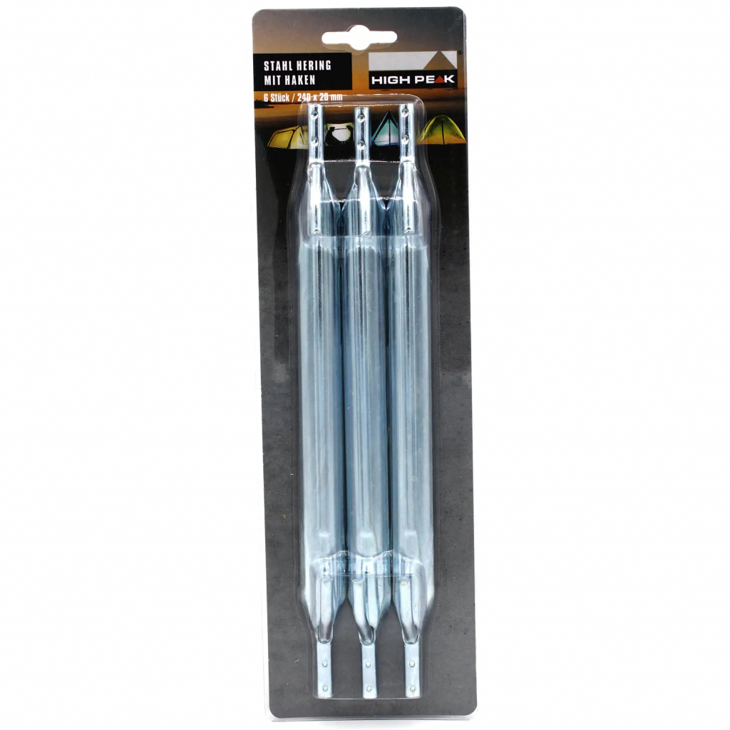 Комплект кілочків High Peak Steel V-Peg with Hook 24 см 6 шт Silver (928995) - зображення 1