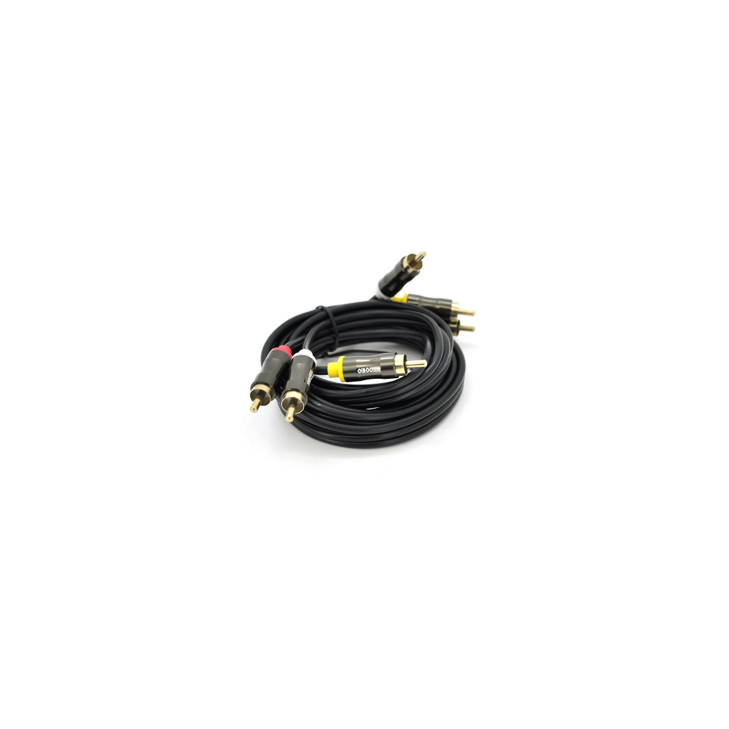 Кабель мультимедійний 3xRCA M to 3xRCA M 3.0m black VEGGIEG (YT-AV303) - изображение 2
