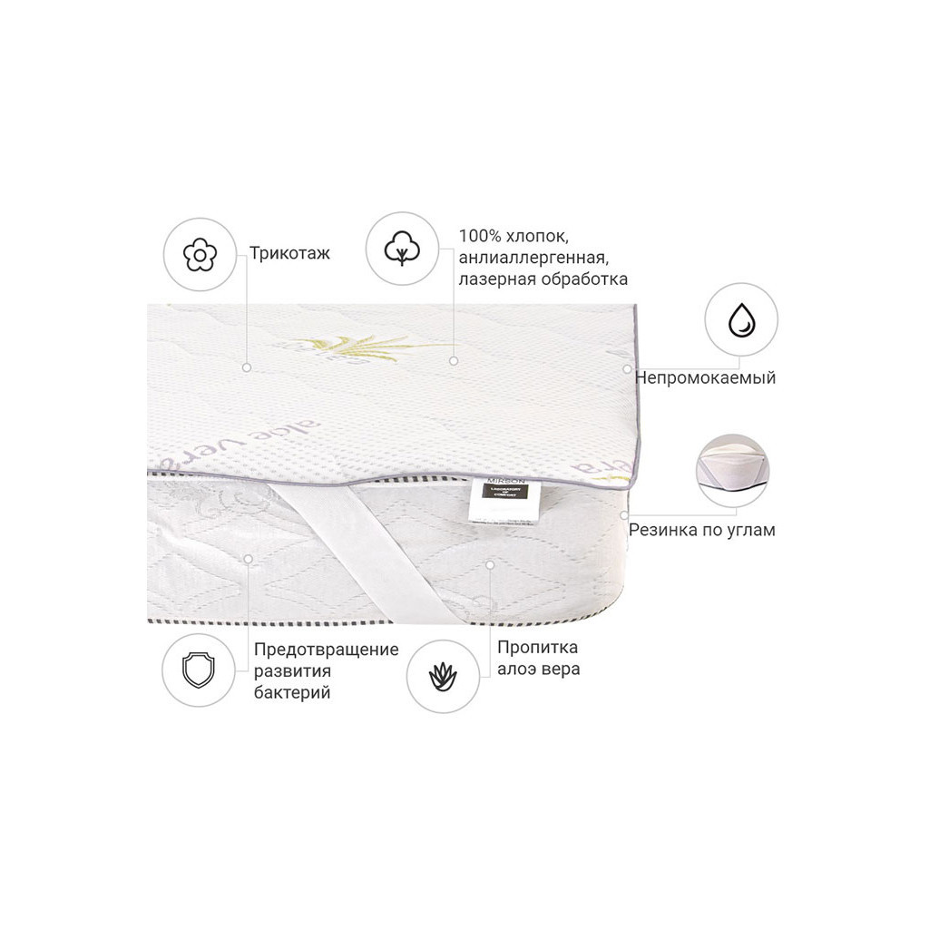 Наматрацник MirSon №1003 Alberto Eco Aloe Vera 180х200 см (2200001491625) - зображення 2