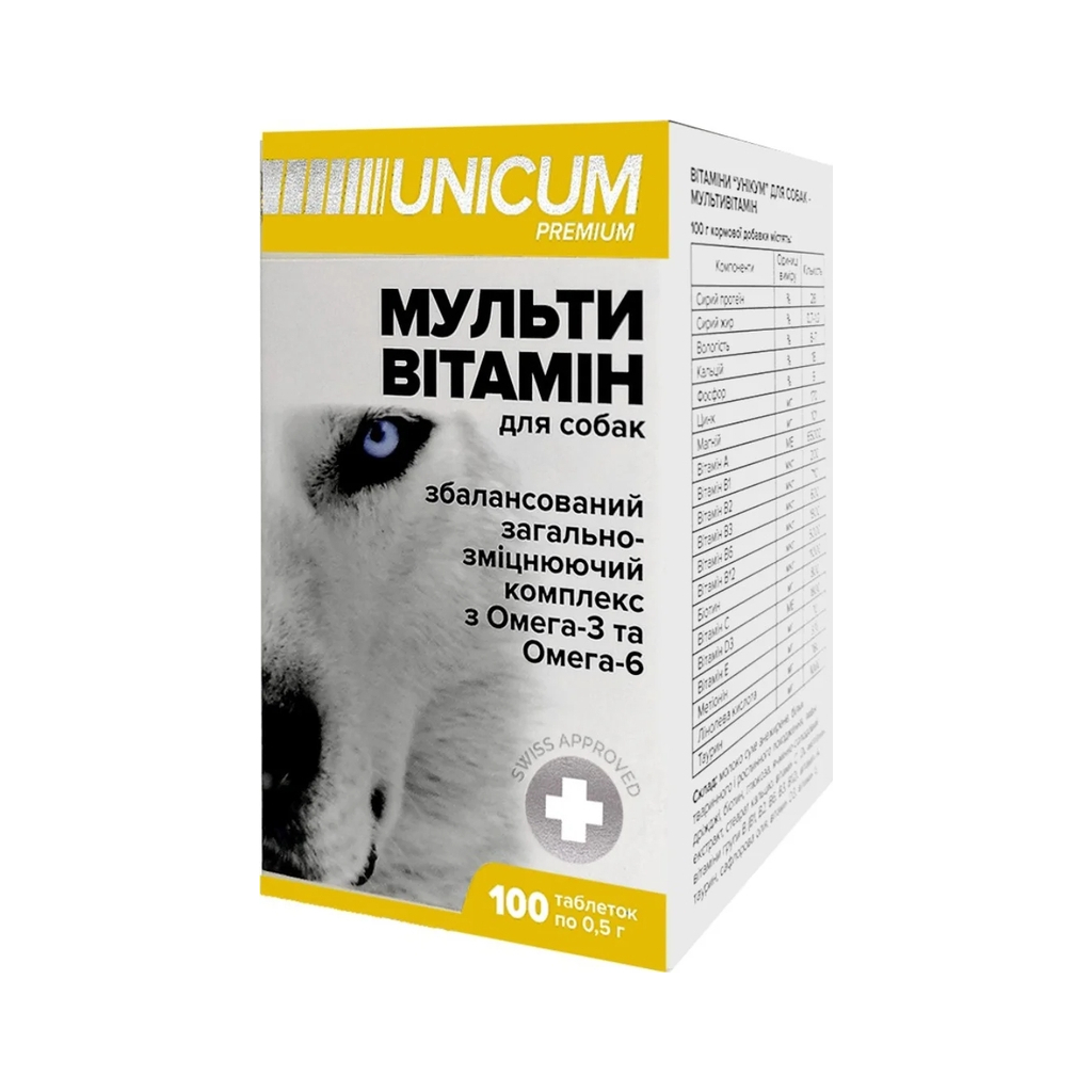 Вітаміни для собак Unicum PREMIUM мультивітамін 100 табл. (4820150201869) - изображение 2