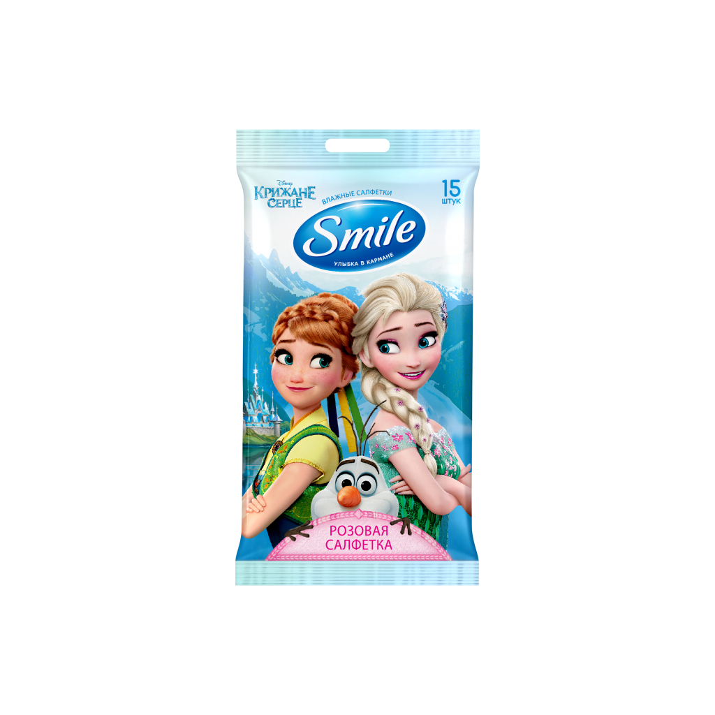 Дитячі вологі серветки Smile baby Frozen Крижане серце 15 шт (4823071630800) - зображення 1