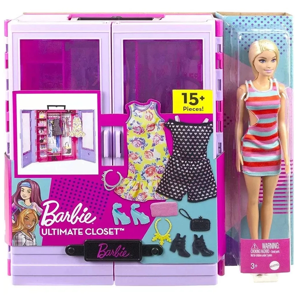 Аксесуар до ляльки Barbie Бузкова шафа для одягу з лялькою (HJL66) - зображення 5