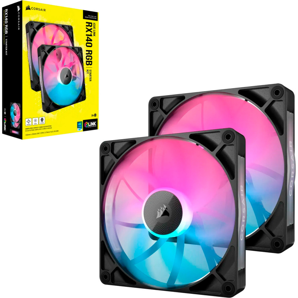 Кулер до корпусу Corsair iCUE Link RX140 RGB PWM Dual Pack (CO-9051020-WW) - зображення 4