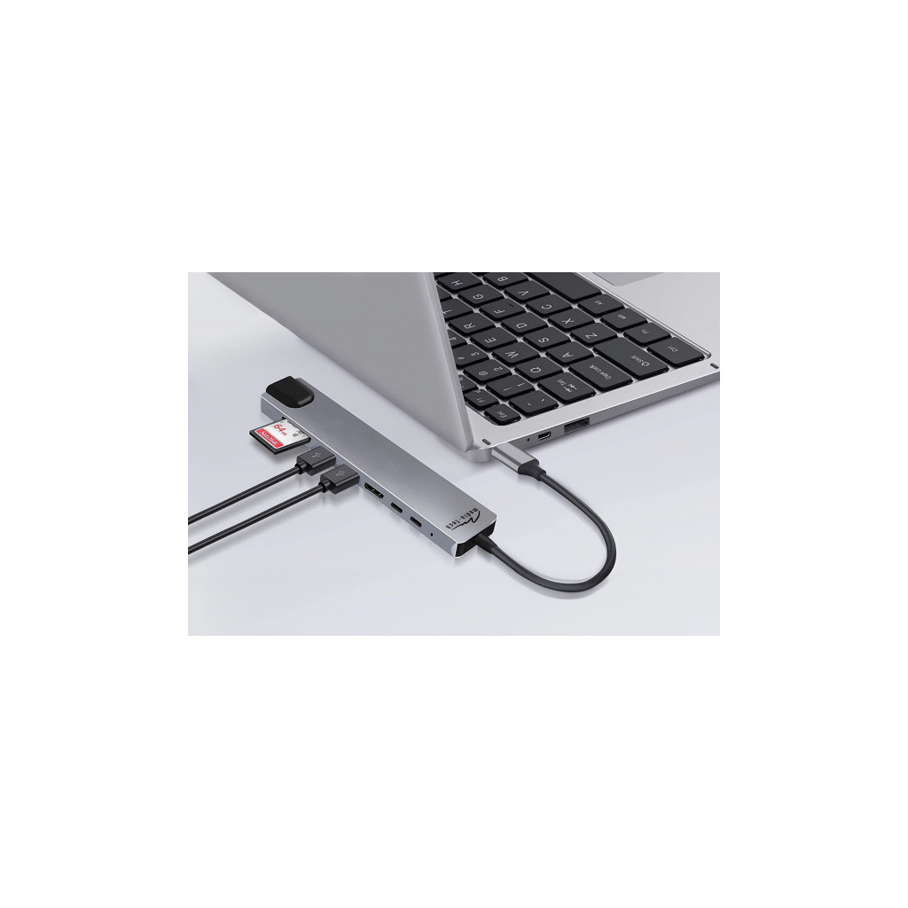 Концентратор Media-Tech USB-C 8-in-1 HDMI 4K/2xUSB-A/2xUSB-C/RJ45/SD/TF/PD 100W USB3.1 (MT5046) - зображення 7
