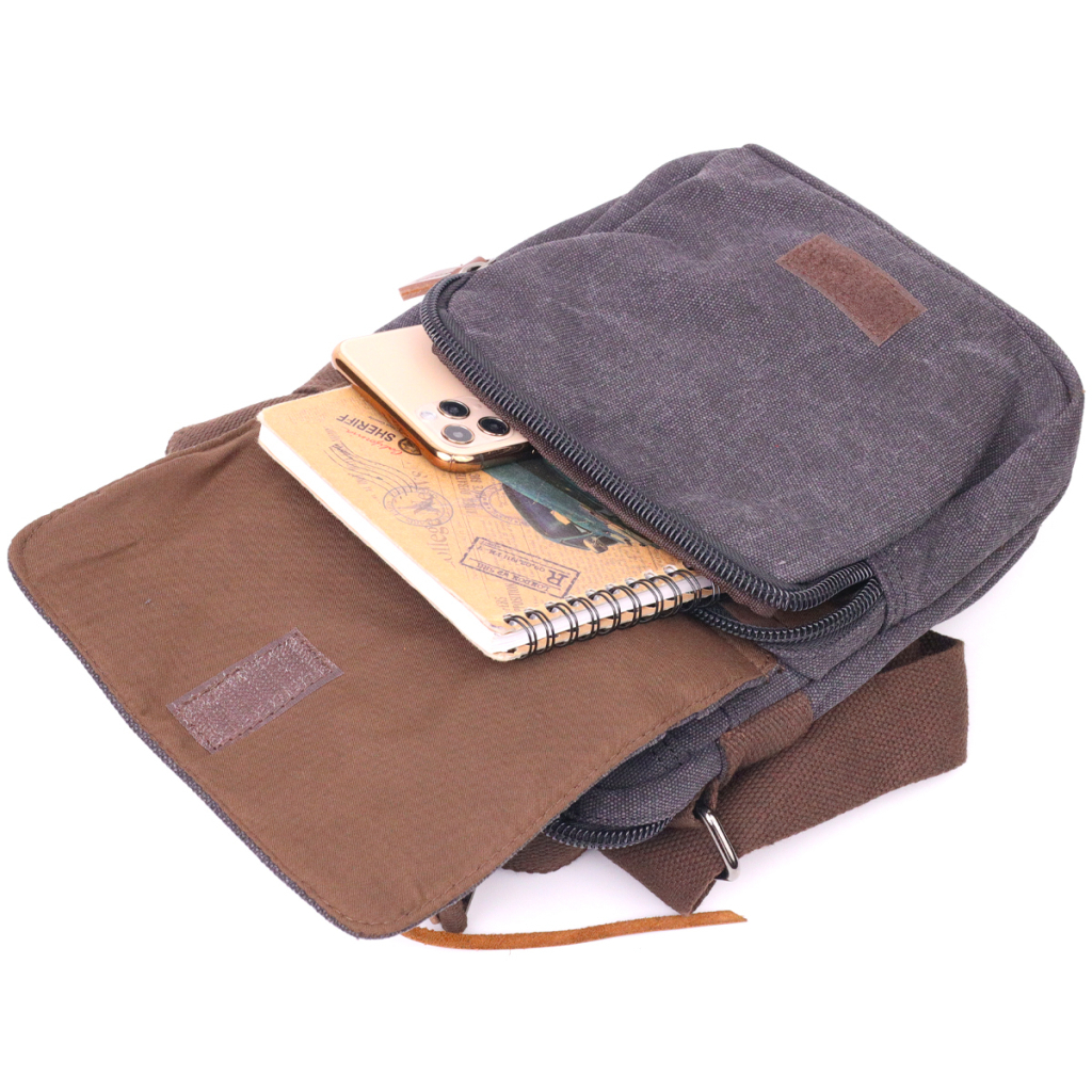 Сумка Vintage Чоловіча з щільного текстилю Чорна (21225) - зображення 6