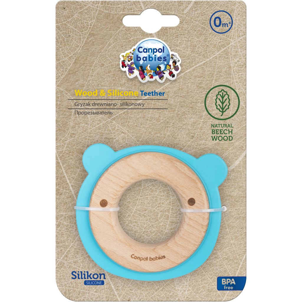 Прорізувач Canpol babies дерев'яно-силіконова Ведмежатко Бірюзова (80/304) - изображение 3