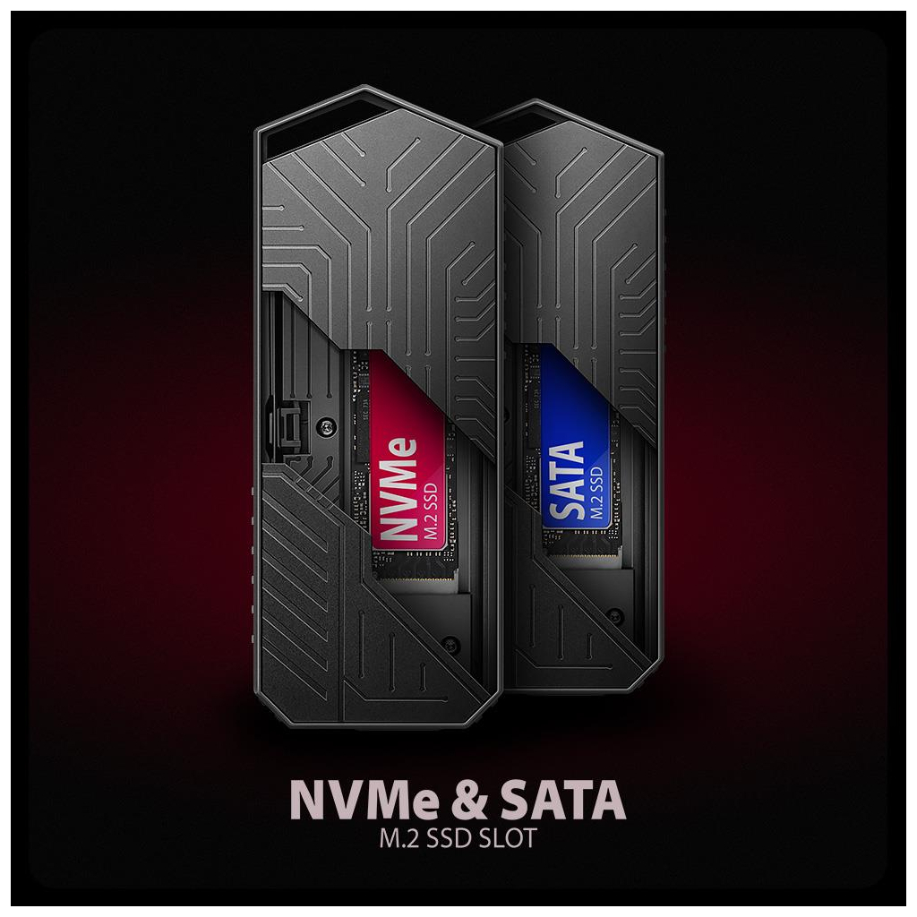 Кишеня зовнішня AXAGON USB-C 10Gbps metal box for M.2 NVMe & SATA SSD GAME (EEM2-GAM) - зображення 2