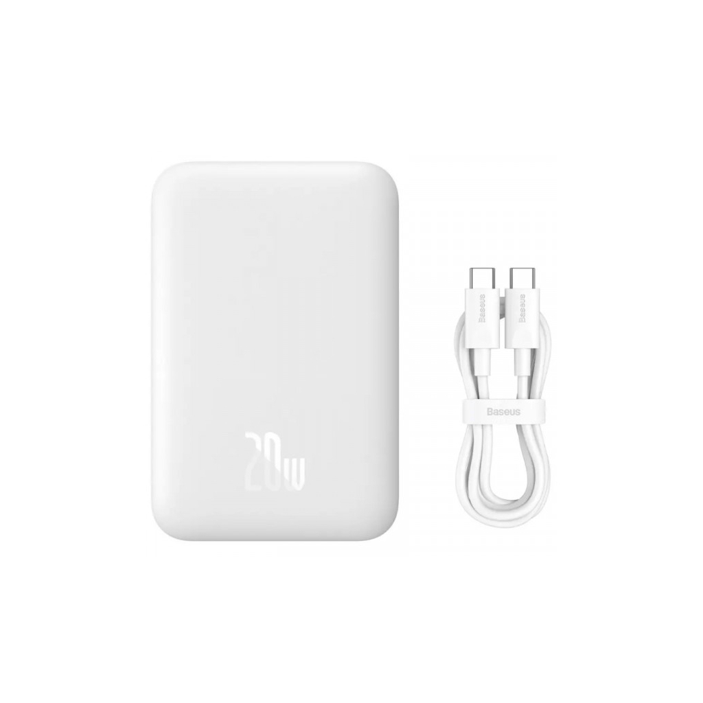 Батарея універсальна Baseus Magnetic Wireless Mini 6000mAh 20W, PD QC/3.0, white (P10059002223-00) - зображення 6