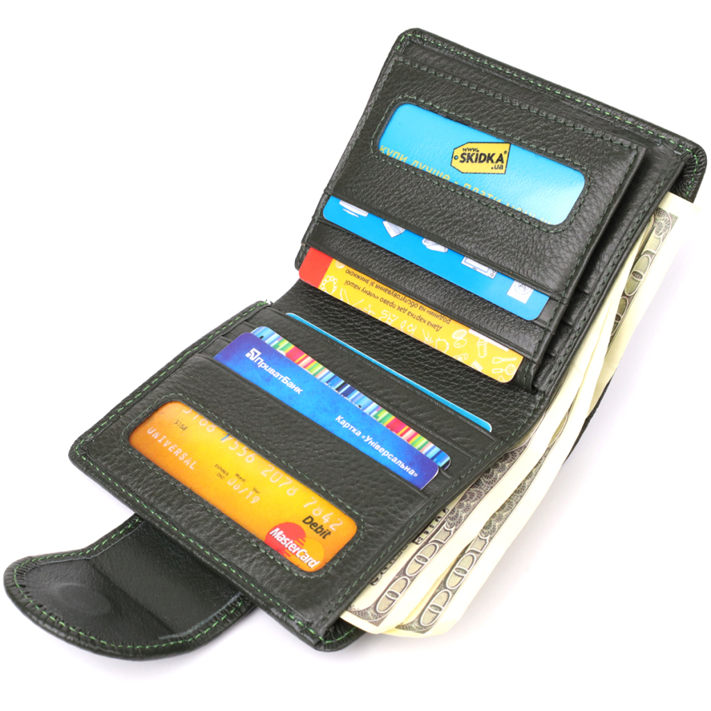 Гаманець ST Leather З натуральної шкіри Зелений (23070) - зображення 7
