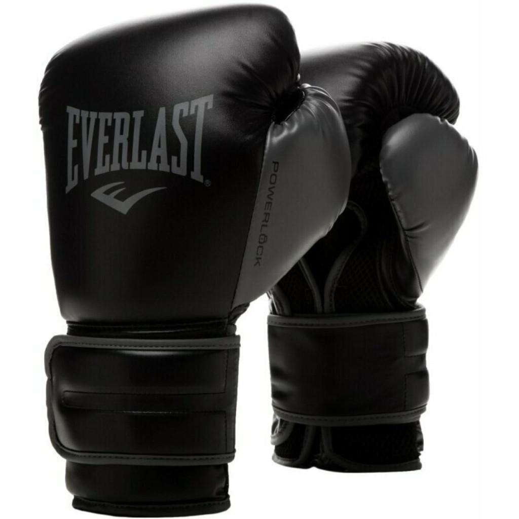 Боксерські рукавички Everlast Powerlock Training Gloves 870310-70-816 чорний/сірий 16 oz (009283608354) - зображення 1