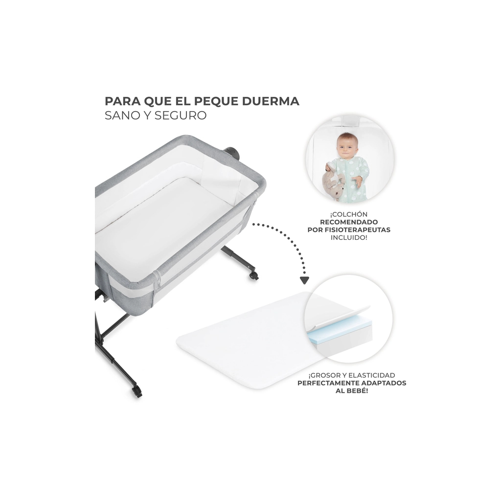 Ліжечко Kinderkraft Приставне ліжечко-люлька Neste Up 2 Light Grey (5902533924523) - изображение 6