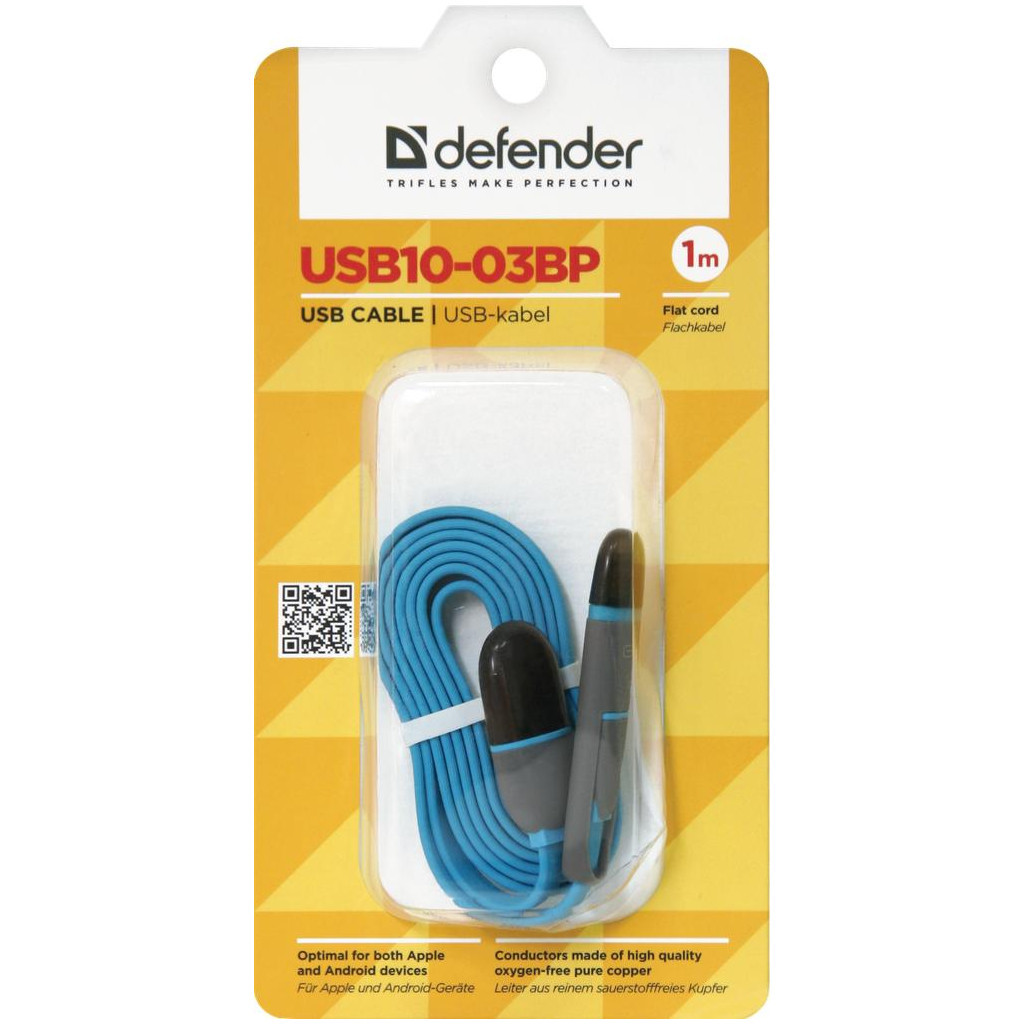 Дата кабель USB 2.0 AM to Lightning + Micro 5P 1.0m blue Defender (87487) - зображення 5