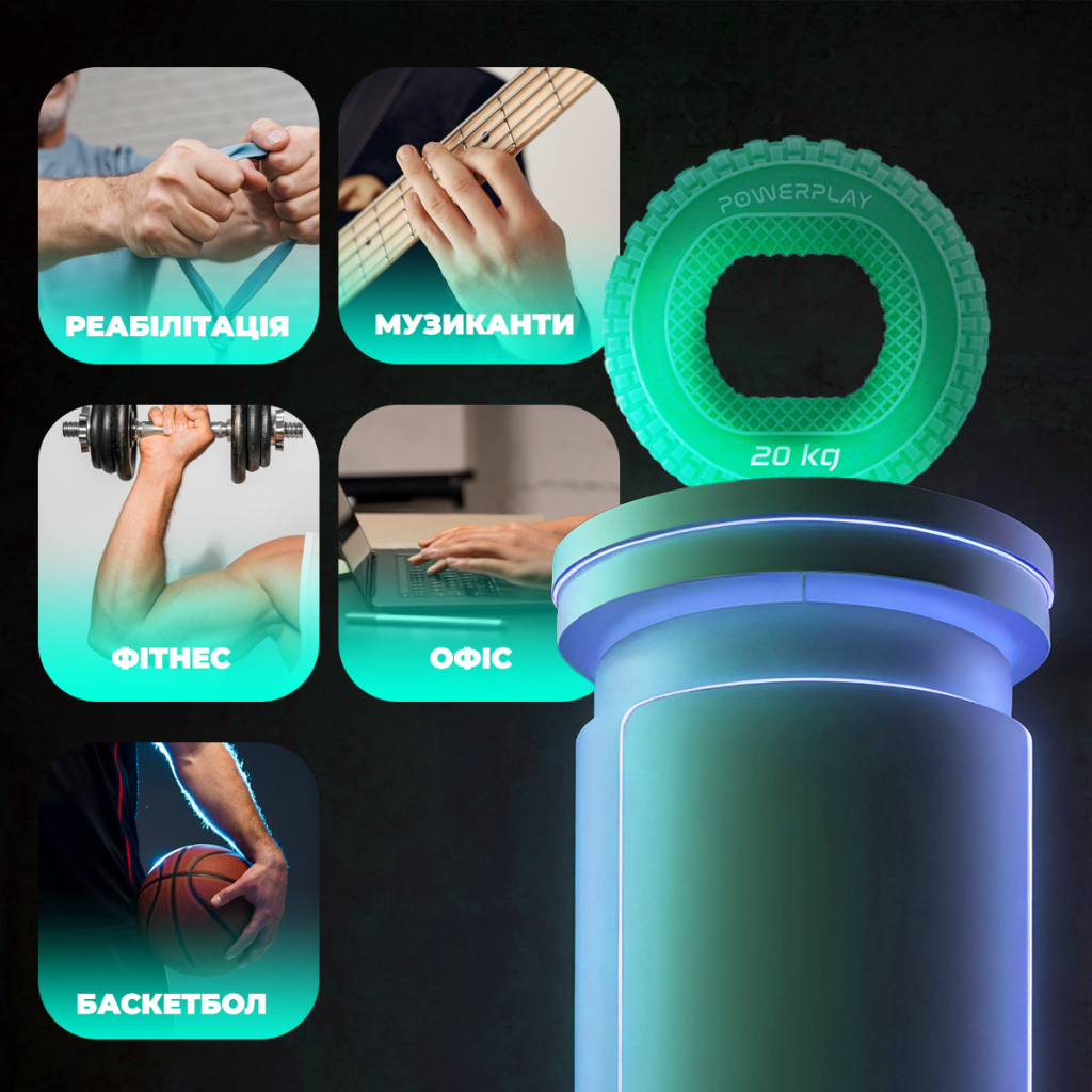 Еспандер PowerPlay PP-4333 Hand Grip Medium 20 кг Зелений (PP_4333_Green_20kg) - зображення 7