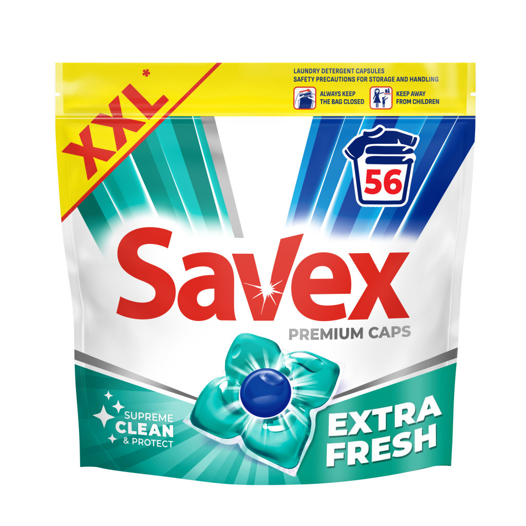 Капсули для прання Savex Premium Caps Extra Fresh 56 шт. (3800024048159) - зображення 1