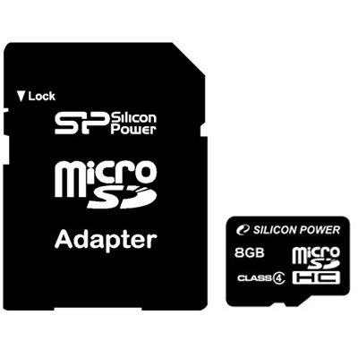 Карта пам'яті Silicon Power 8Gb microSDHC class 4 (SP008GBSTH004V10-SP) - зображення 1