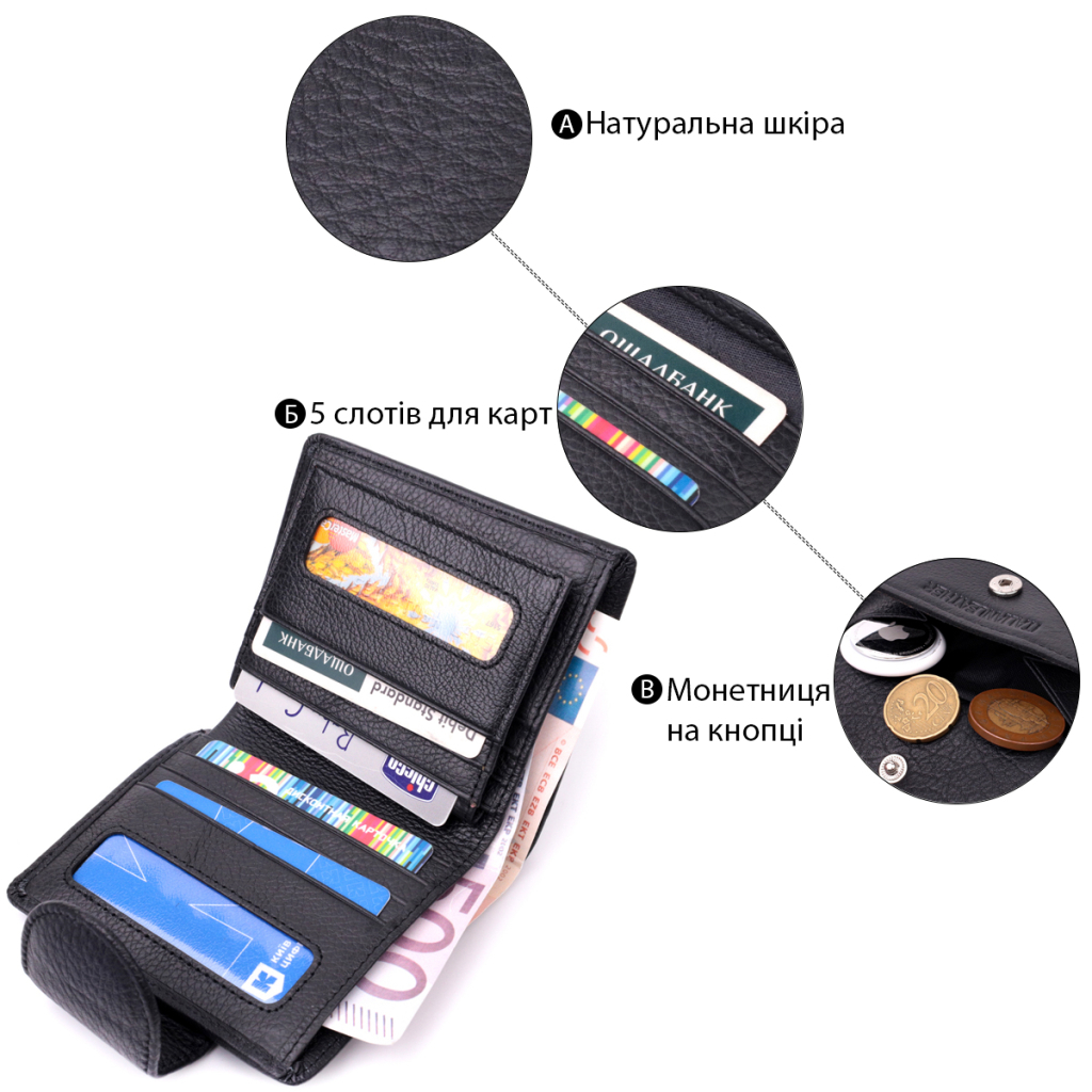 Гаманець ST Leather З натуральної шкіри Чорний (22451) - зображення 4
