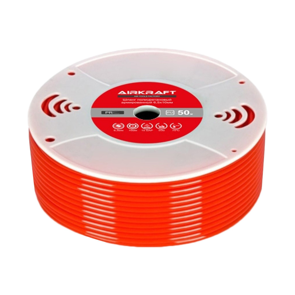 Пневматичний шланг Airkraft поліуретановий армований 50м 10*14мм у бухті (PR14) - зображення 1