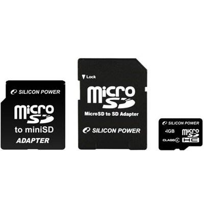 Карта пам'яті Silicon Power 4Gb microSDHC class 4 (SP004GBSTH004V30) - зображення 1