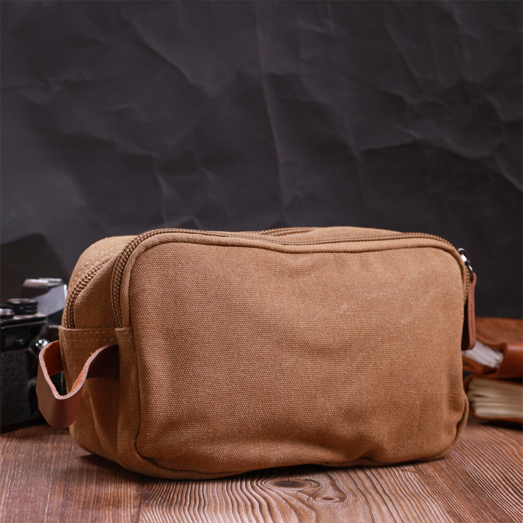 Сумка Vintage На два відділення з текстилю Коричнева (22235) - зображення 10