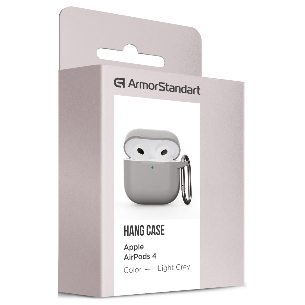 Чохол для навушників Armorstandart Hang Case для Apple AirPods 4 Light Grey (ARM81284) - зображення 3