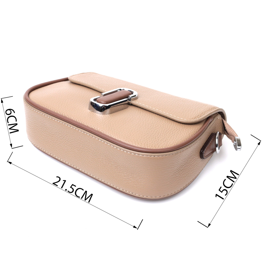 Сумка Vintage Жіноча напівкругла з магнітом-засувкою з натуральної шкіри Бежева (22440) - зображення 4