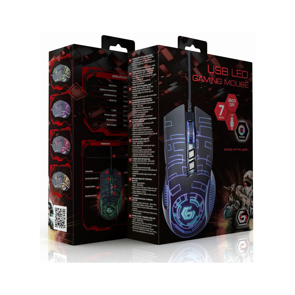 Мишка Gembird MUSG-RGB-01 USB Black (MUSG-RGB-01) - зображення 7