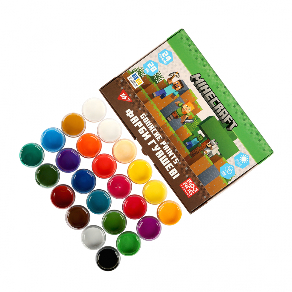 Гуашеві фарби Yes Minecraft 24 кольорів по 20 мл (230409) - изображение 4