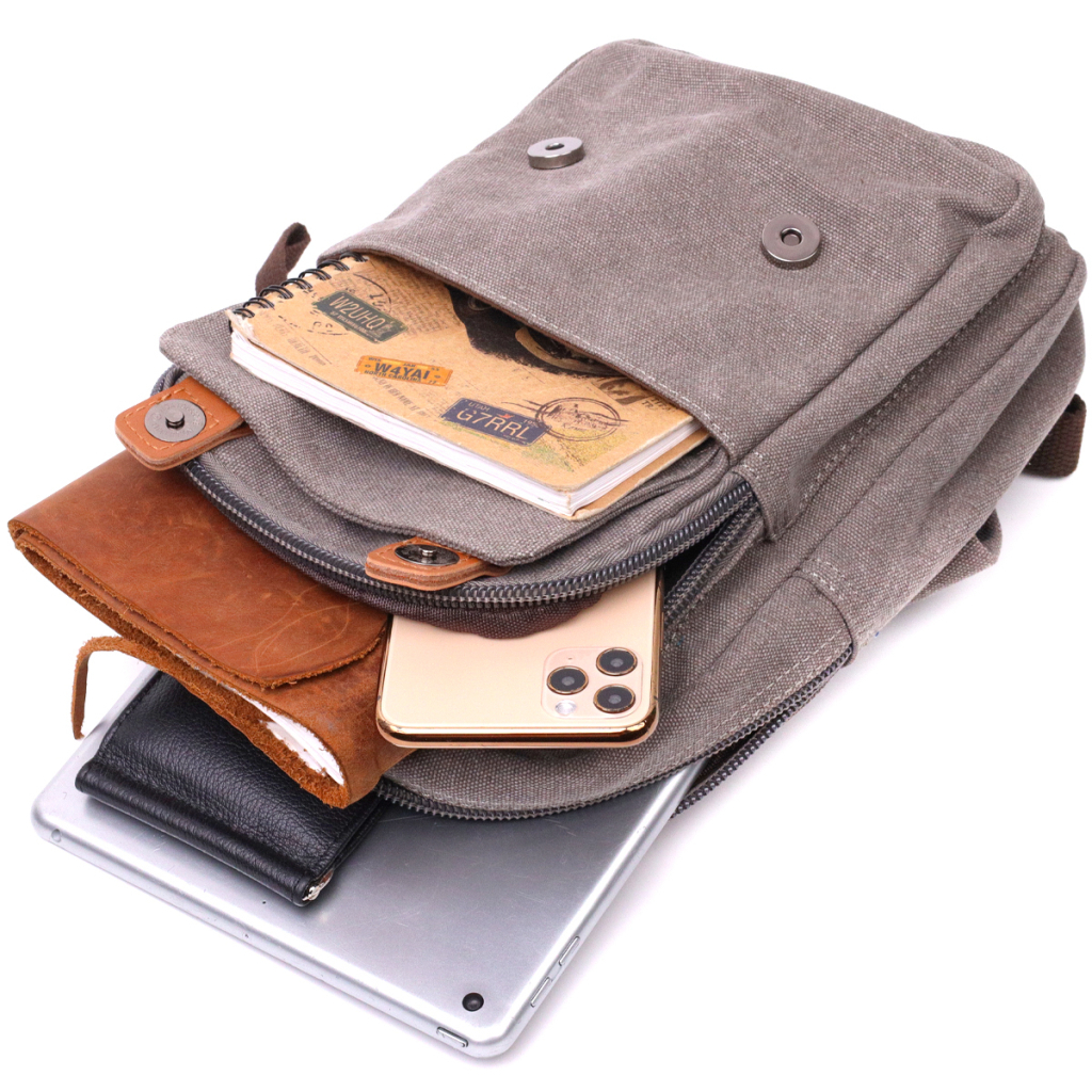 Сумка Vintage З двома відділеннями з щільного текстилю Сіра (22161) - зображення 8