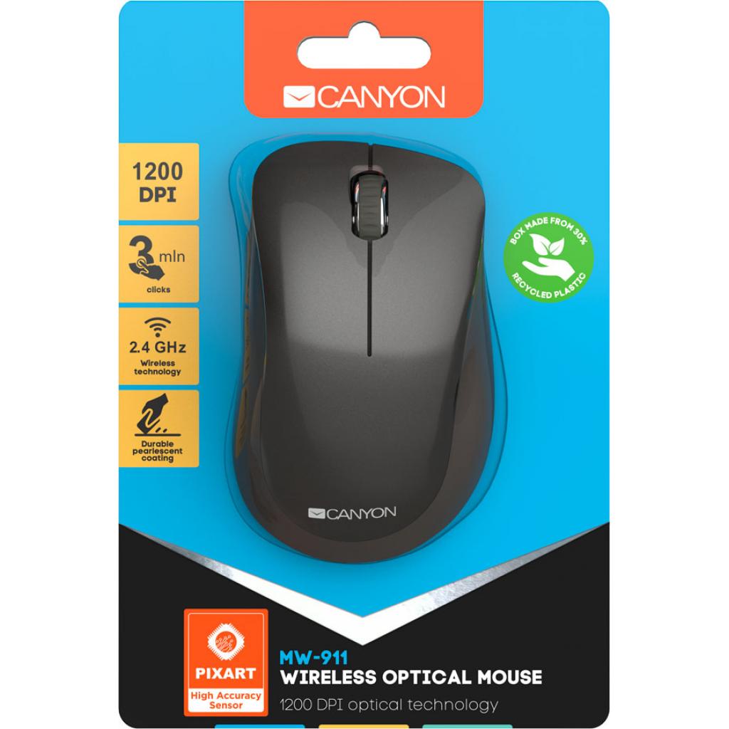 Мишка Canyon MW-911 Wireless Pixart Dark Grey (CNS-CMSW911DG) - зображення 6