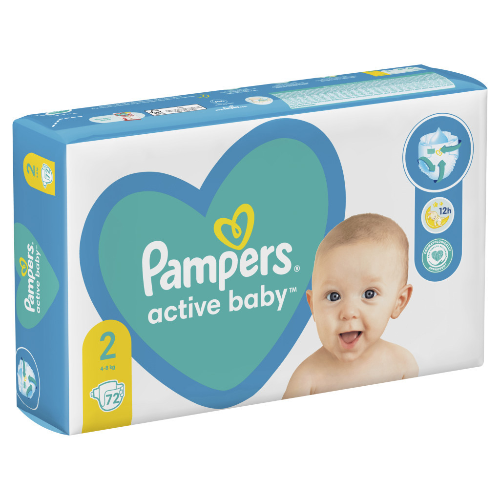 Підгузки Pampers Active Baby Розмір 2 (4-8 кг), 72 шт (8006540032848) - зображення 3