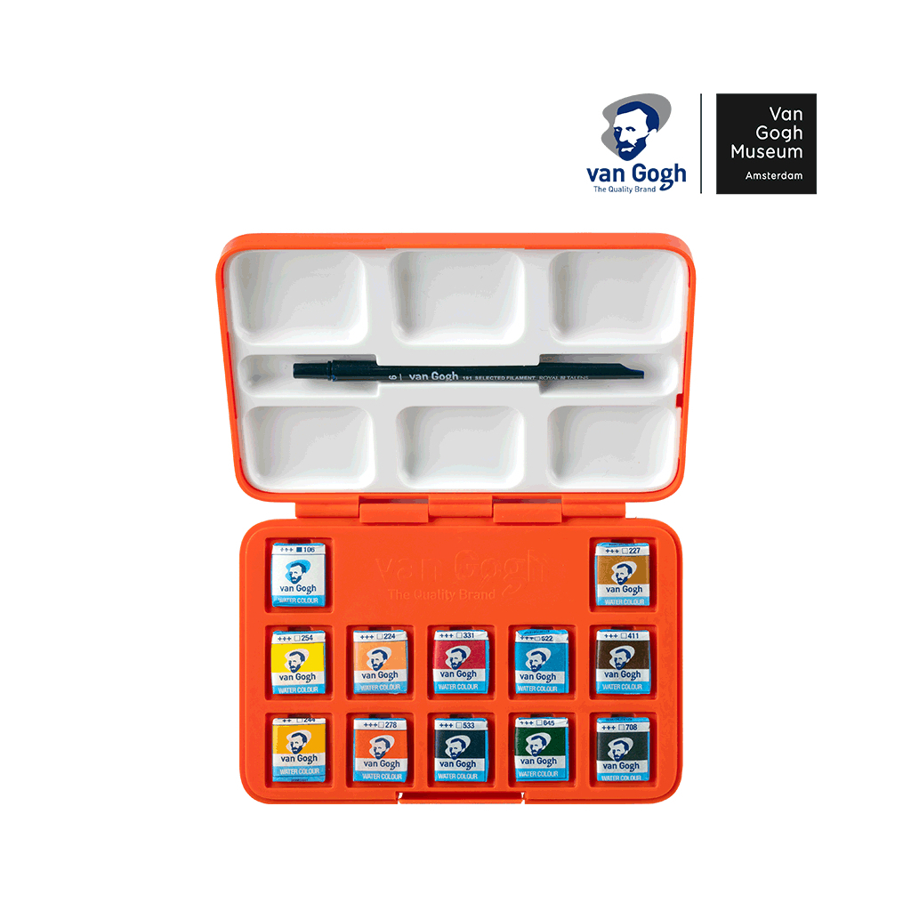 Акварельні фарби Royal Talens VAN GOGH Museum, 12 кювет+пензлик, пластик (8712079463533) - зображення 2