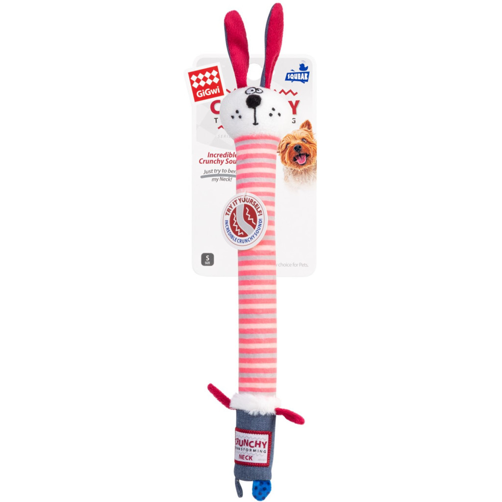 Іграшка для собак GiGwi Crunchy Заєць з хрусткою шиєю та пищалкою 28 см (75516) - зображення 2